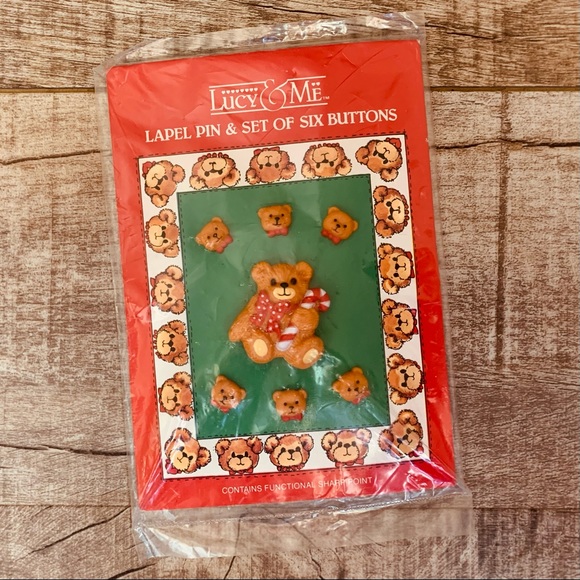 Vintage Other - Vintage Lucy & Me—Christmas Teddy Bear, Lapel Pin & Set of Six Buttons (Enesco)